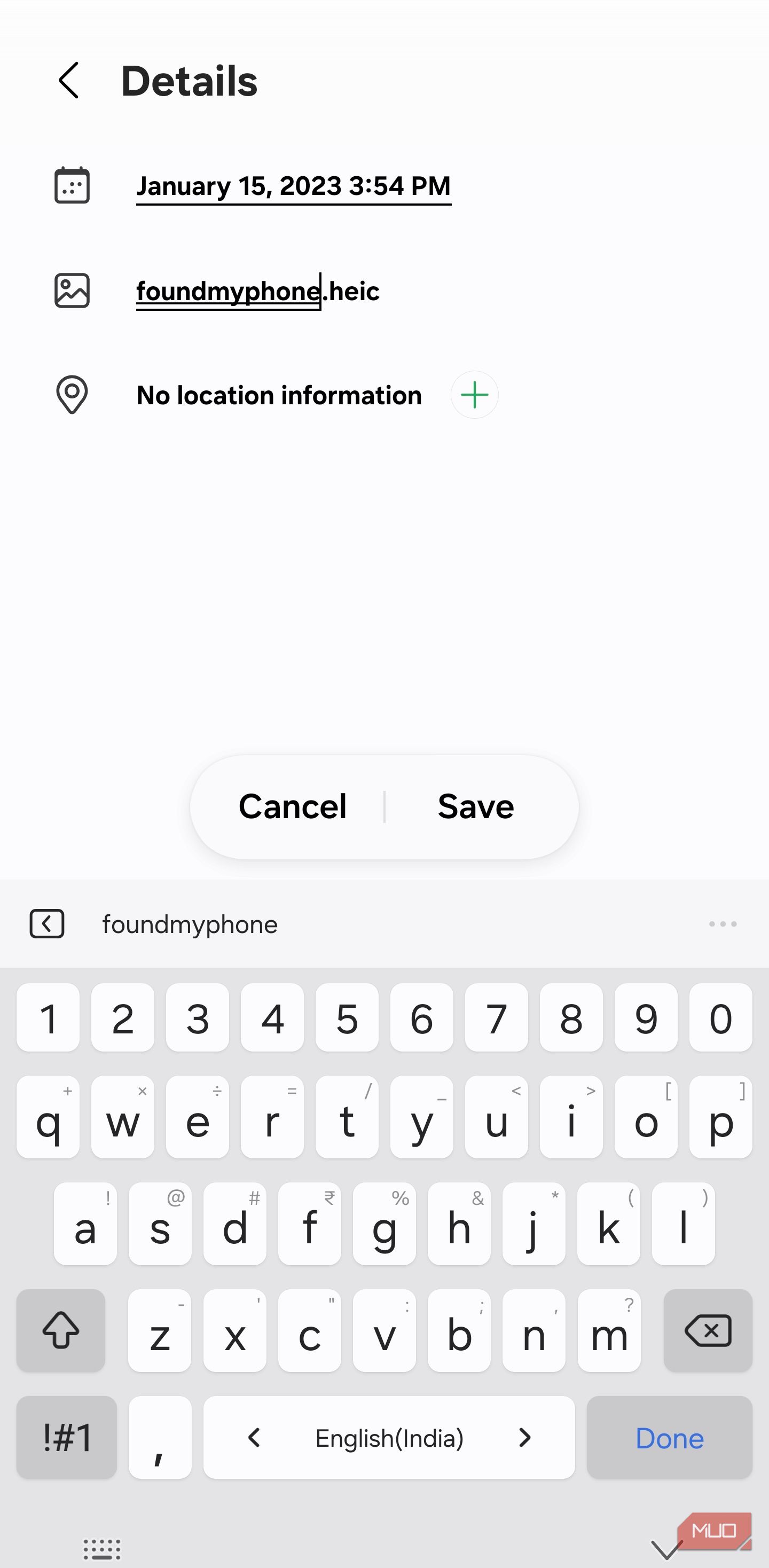 Rewriting the filename after removing location and changing date