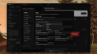 Rowboat model picker dropdown open, showing Rowboat and OpenAI Codex model options like gpt-5.6-sol and gpt-5.5