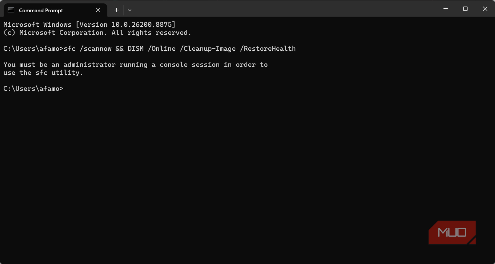 Runnin admin level command wrong