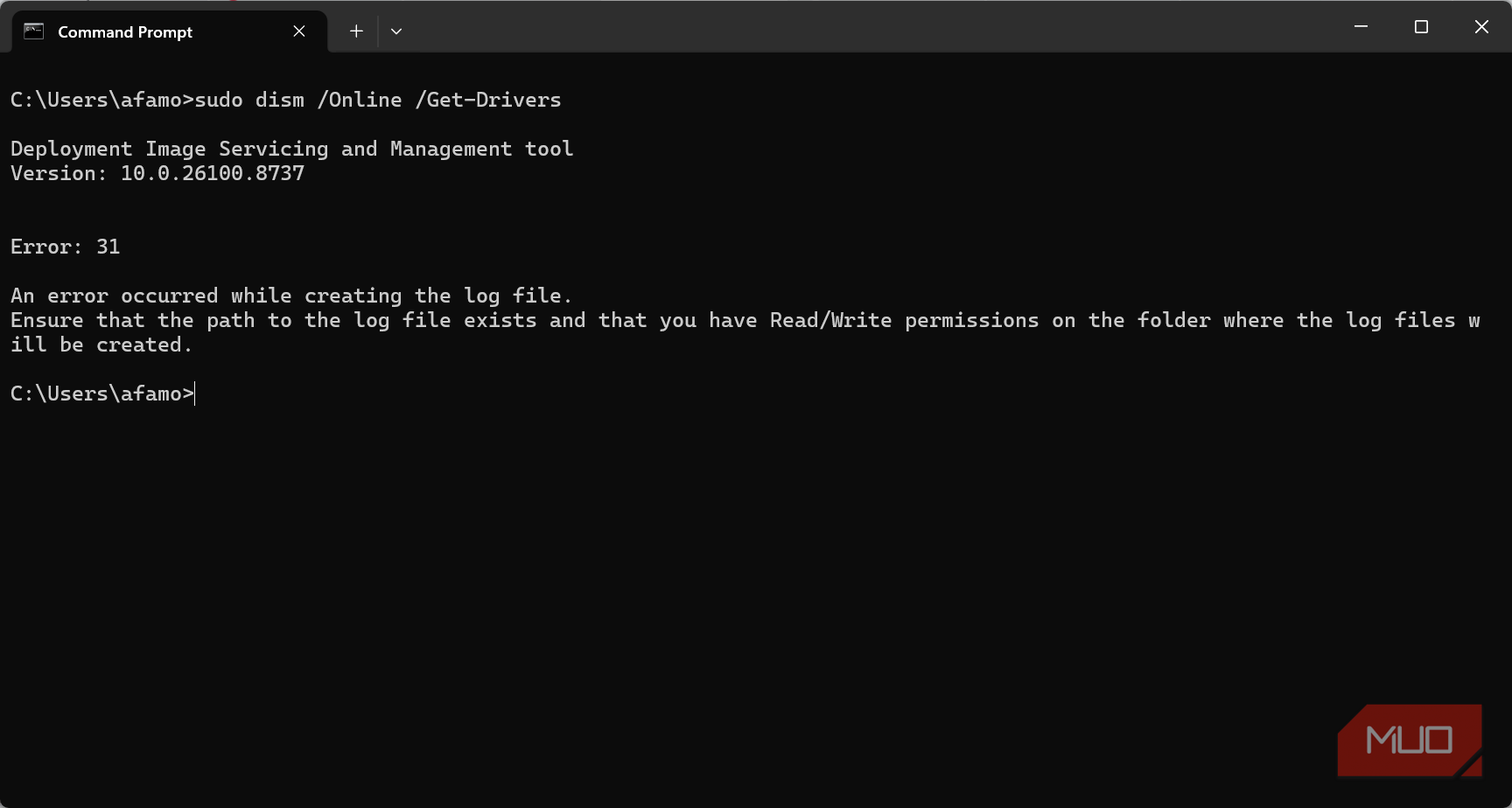 Running DISM with sudo