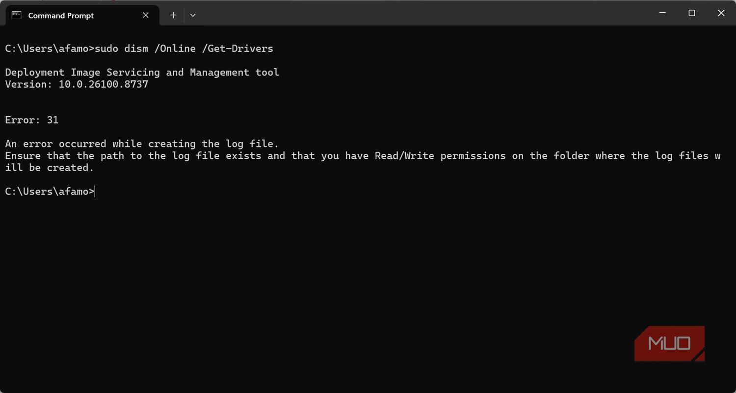 Running DISM with sudo