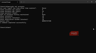 Running net accounts with sudo