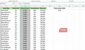 Sales Amount column highlighted in Excel.
