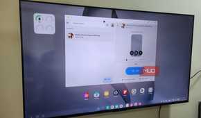 Samsung DeX on TV showing Google Meet