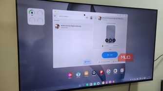 Samsung DeX on TV showing Google Meet