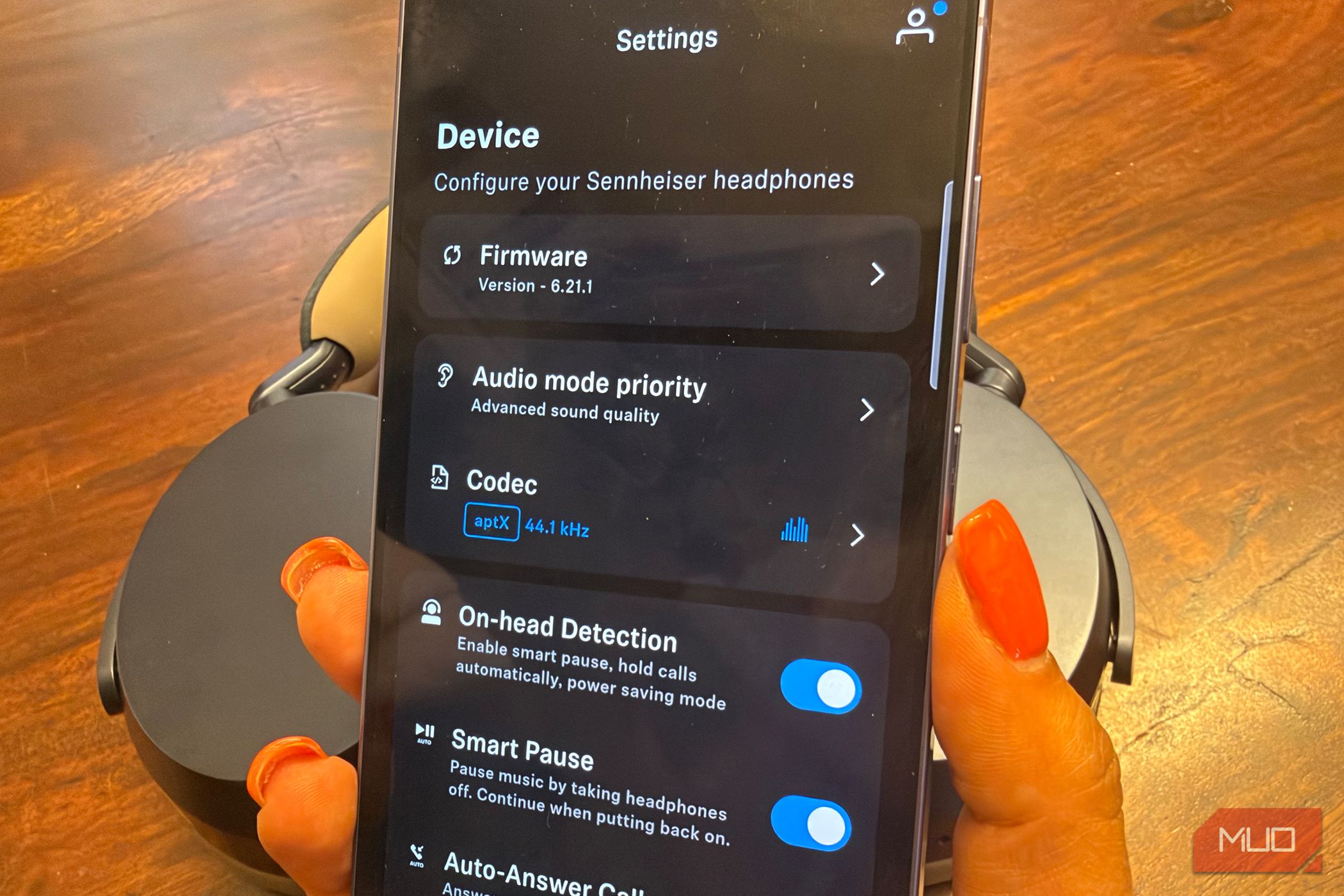 A Samsung Galaxy S26 Ultra phone showing audio codec settings.