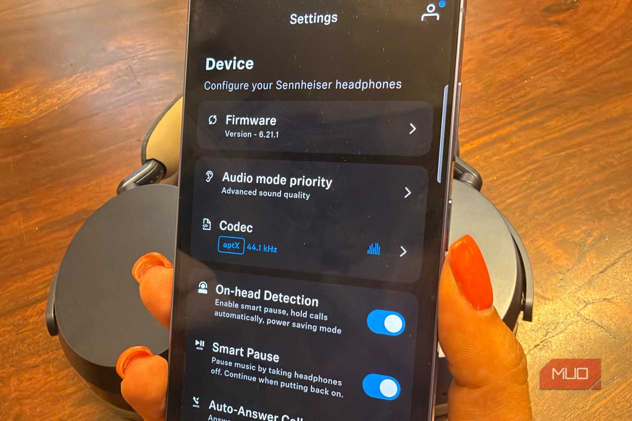 A Samsung Galaxy S26 Ultra phone showing audio codec settings.