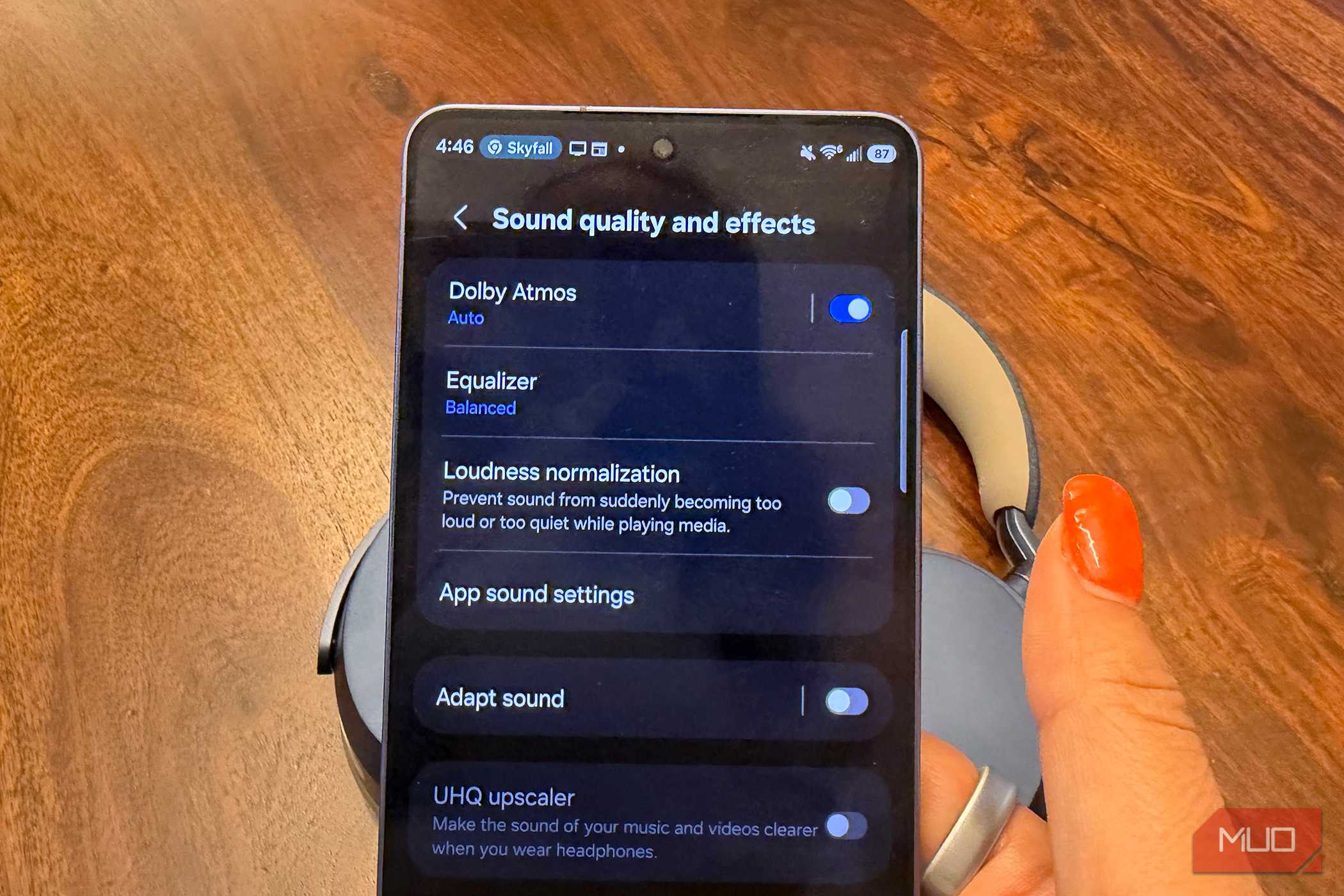 Dolby Atmos settings on the Samsung Galaxy S26 Ultra.