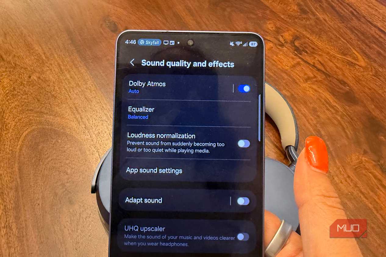 Dolby Atmos settings on the Samsung Galaxy S26 Ultra.