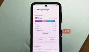 samsung galaxy z flip 6 showing manage storage screen at 90% capacity with 232 4gb used of 256gb