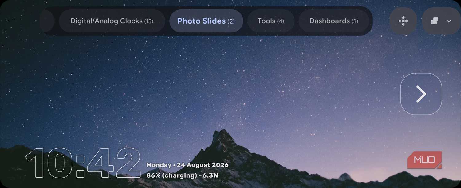 Фотослайды в приложении StandBy Mode Pro Режим фотослайдеров на экране Samsung Galaxy с приложением умный дисплей