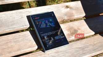 samsung galaxy z fold 8 folded top down view.
