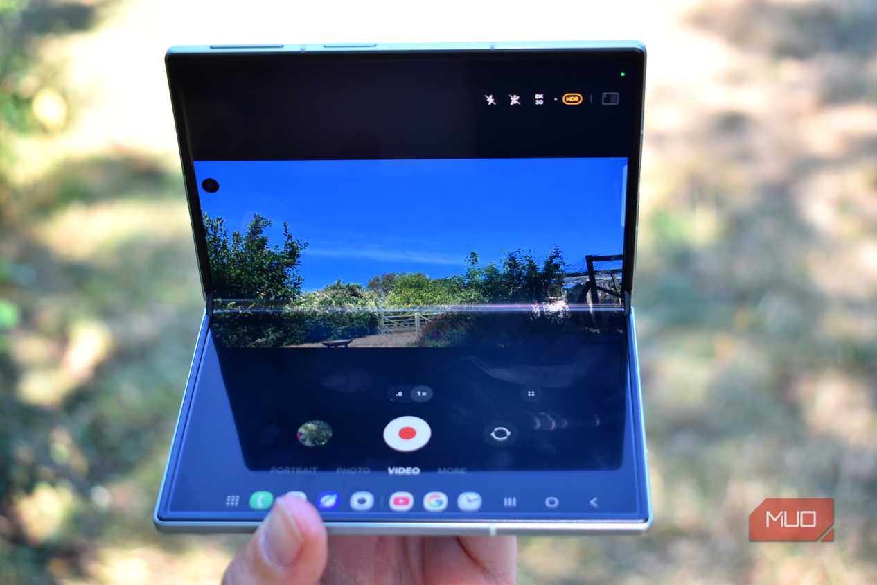 samsung galaxy z fold 8 half folded in camera mode