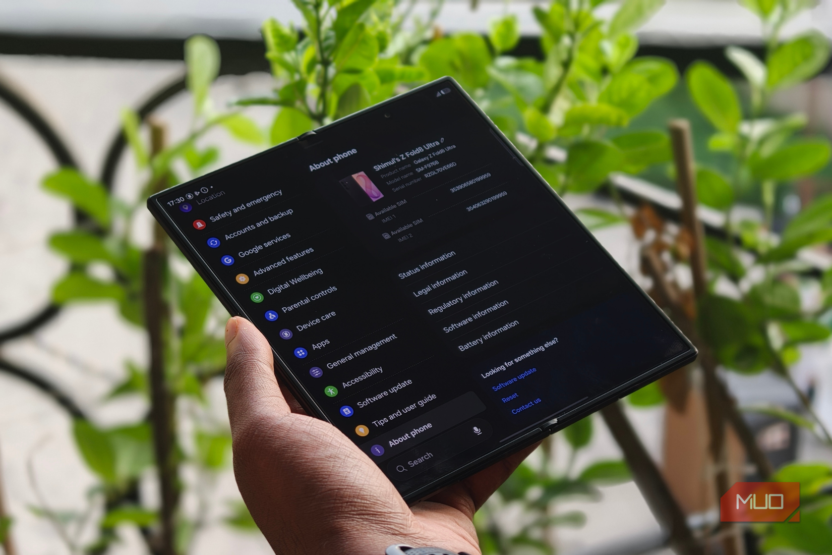 Samsung Galaxy Z Fold 8 Ultra's About Phone page