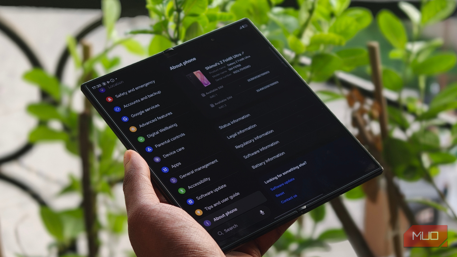 Samsung Galaxy Z Fold 8 Ultra's About Phone page