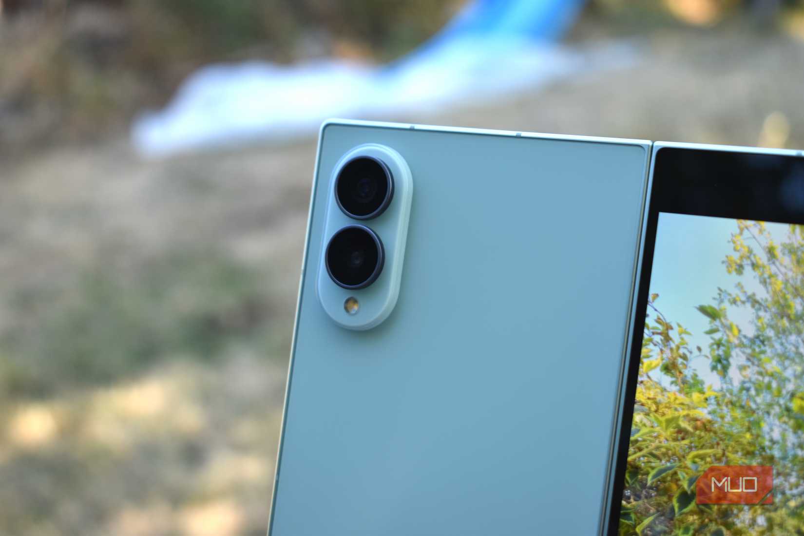 samsung galaxy z fold 8 unfolded showing camera housing.