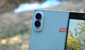 samsung galaxy z fold 8 unfolded showing camera housing.