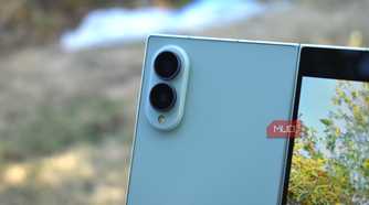 samsung galaxy z fold 8 unfolded showing camera housing.
