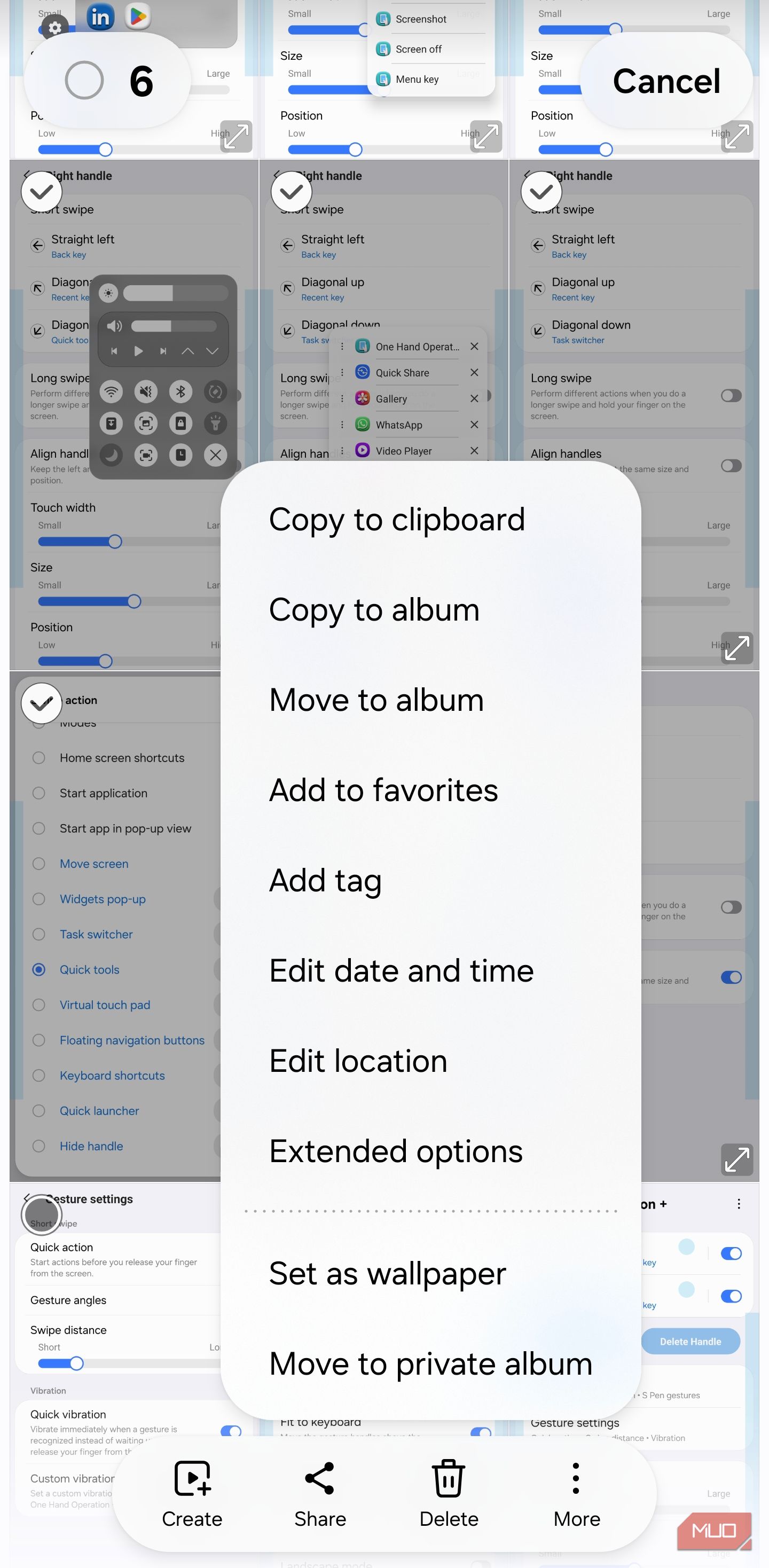 Samsung Gallery More menu with Extended options