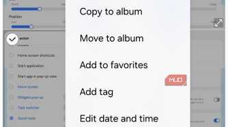 Samsung Gallery More menu with Extended options