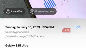Samsung Gallery photo details after metadata wipe