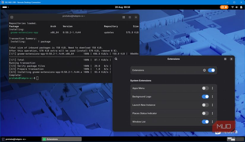 Installing GNOME extensions on Fedora Workstation