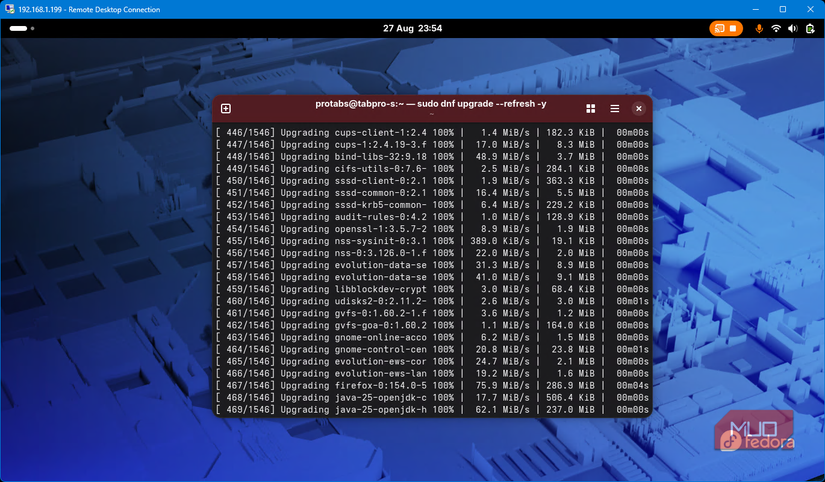 DNF updating and upgrading Fedora Workstation 44