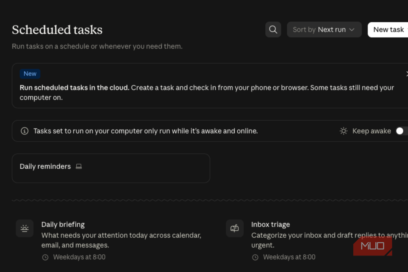Scheduled tasks on Claude Cowork