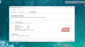Secure Boot certificate status showing no changes needed