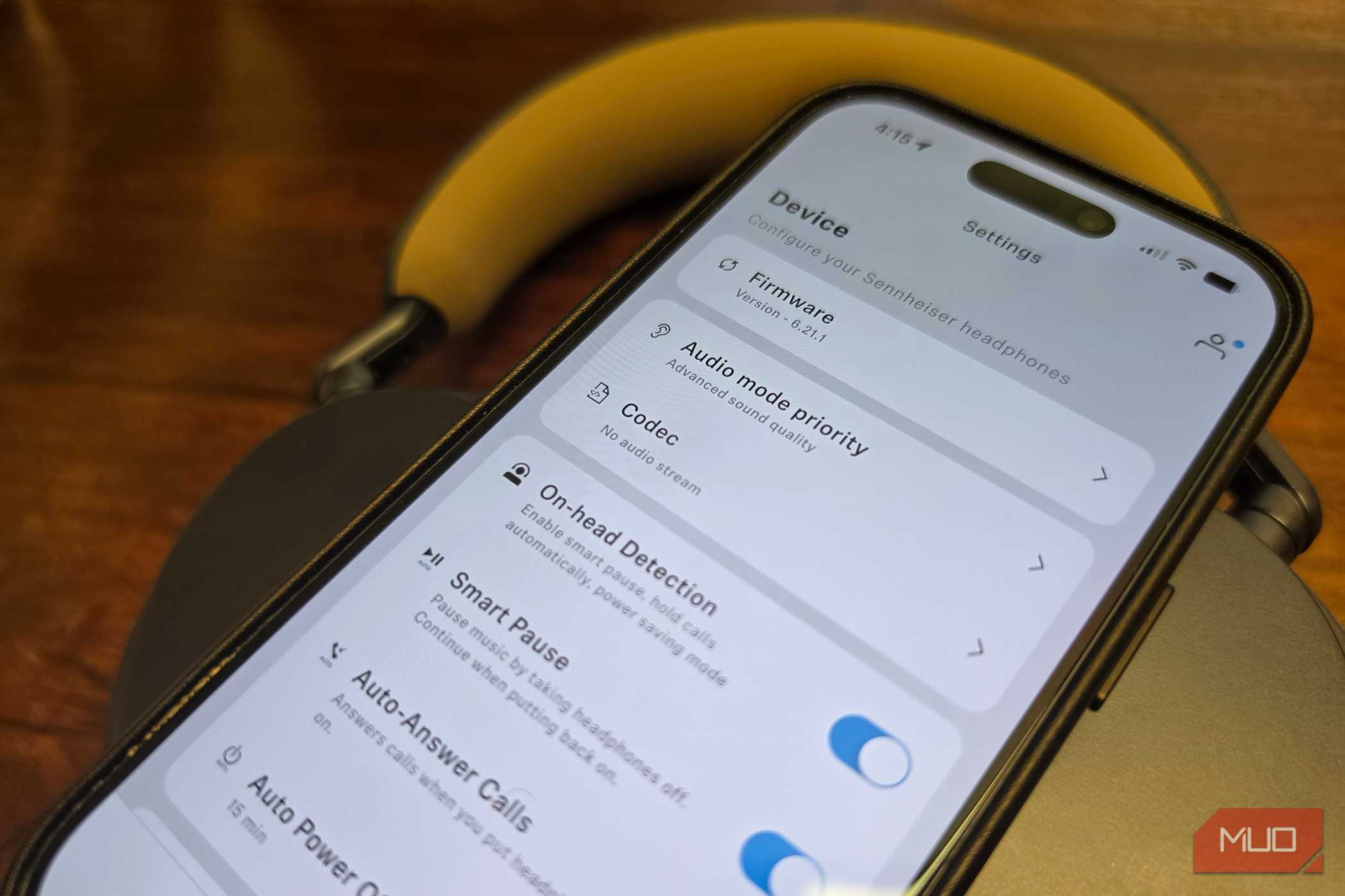 The Sennheiser app showing audio settings.