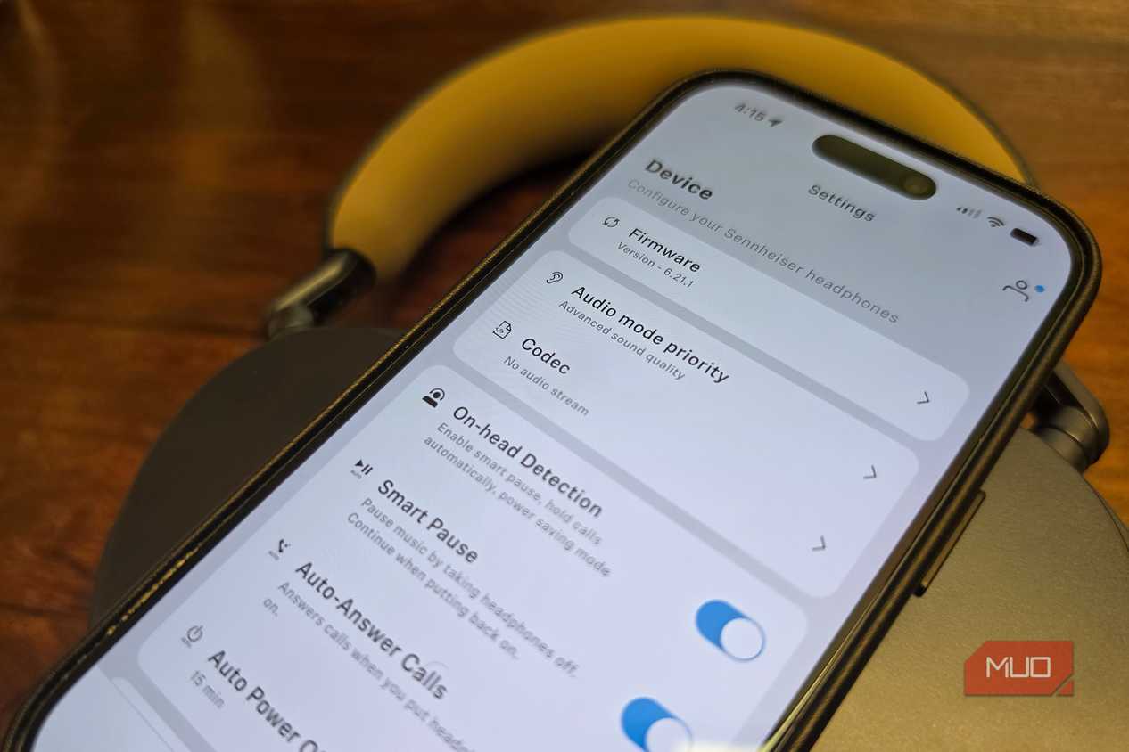 The Sennheiser app showing audio settings.