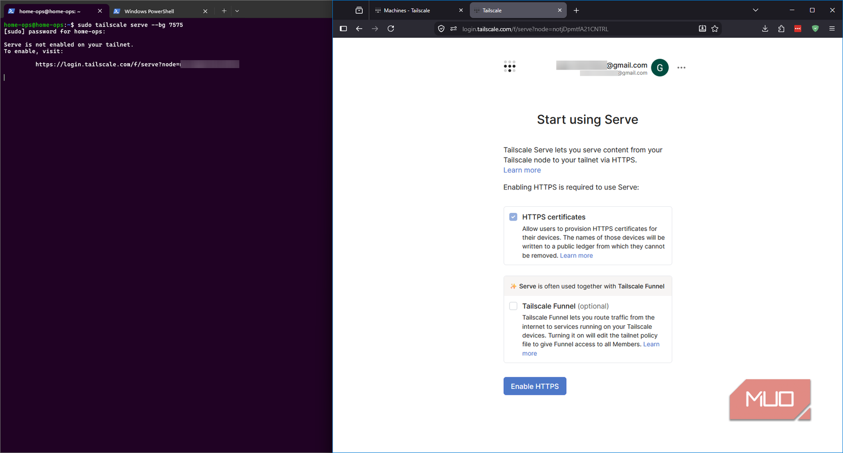 Setting up Tailscale Serve with Funnel left disabled
