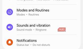 Settings app on Samsung phone