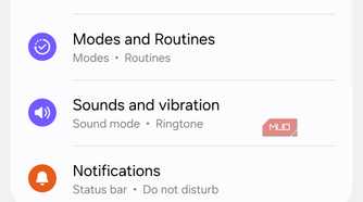 Settings app on Samsung phone