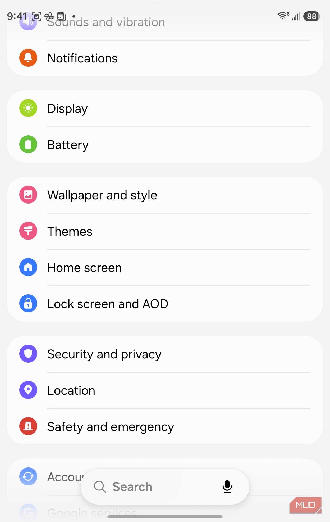 settings security tab