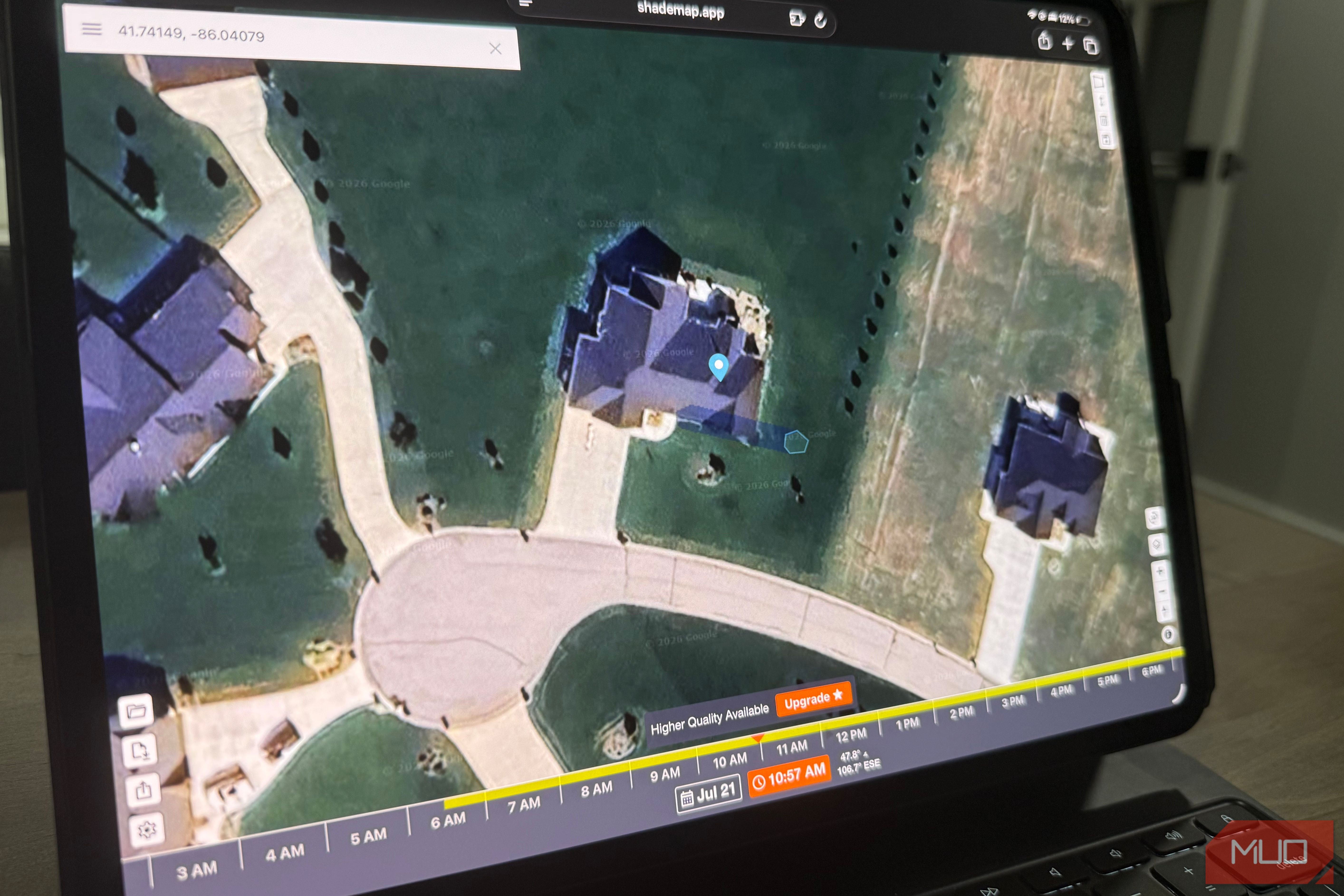 shademap.app on iPad Pro showing mid-morning shadows