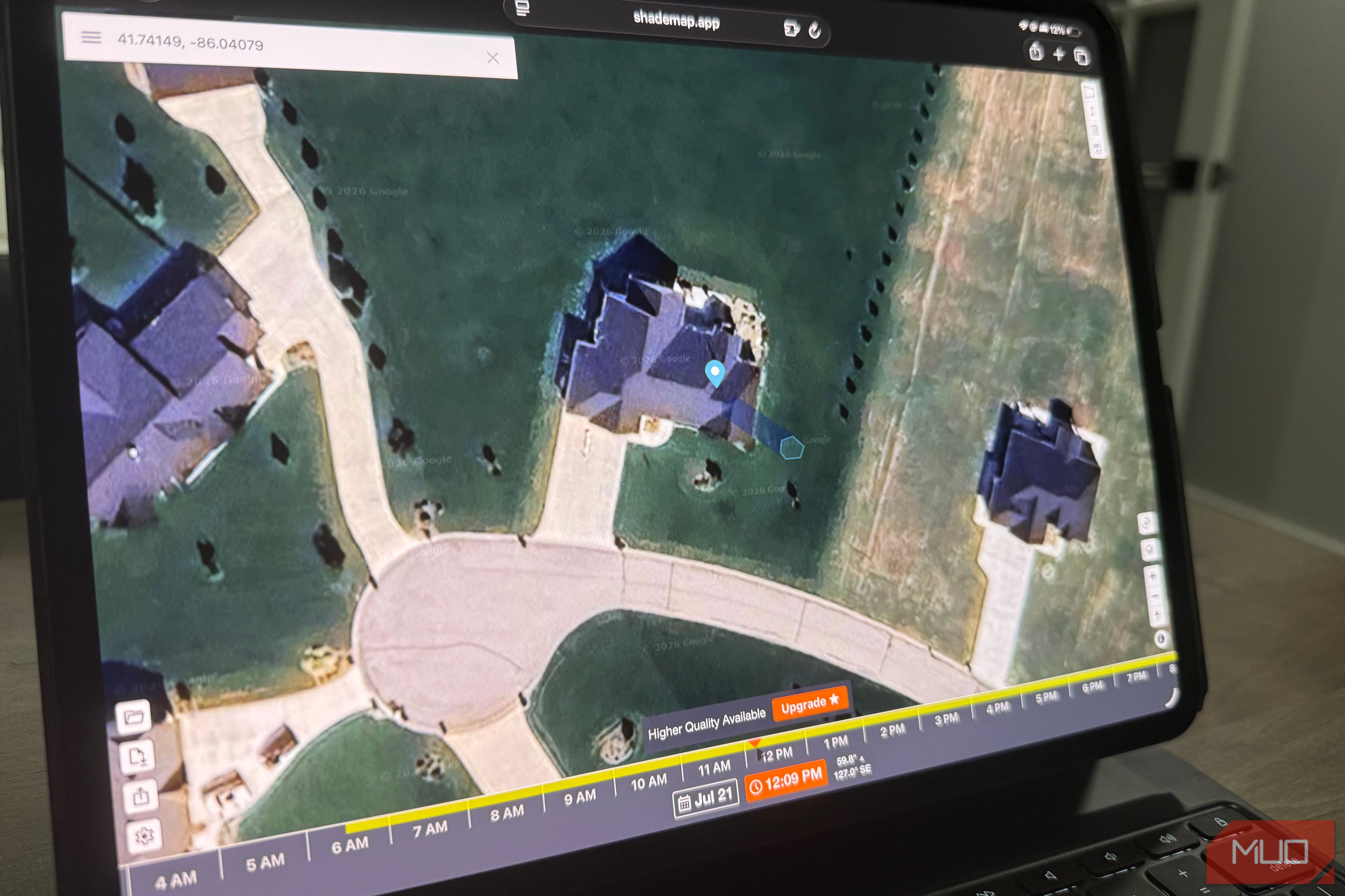 shademap.app on iPad Pro showing midday shadows
