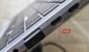 Side view showing two USB-C and one USB-A port