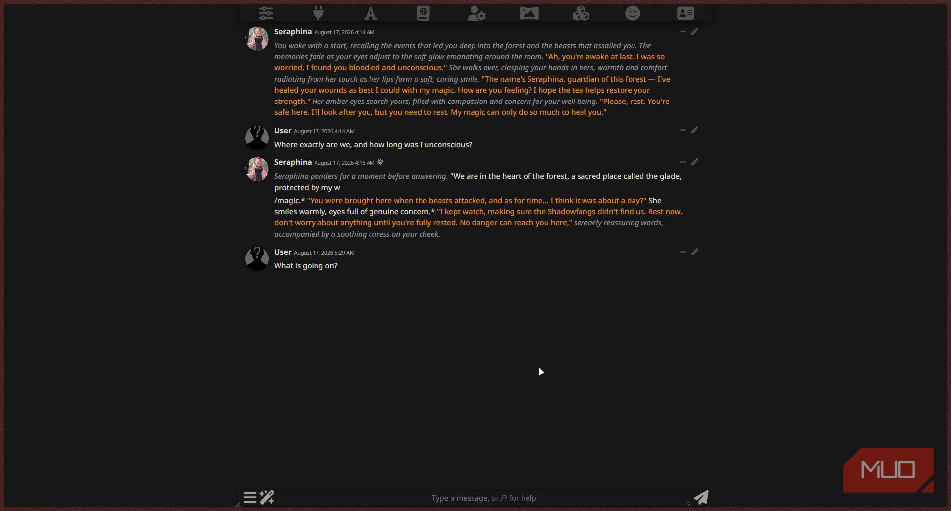 SillyTavern Chat Screen