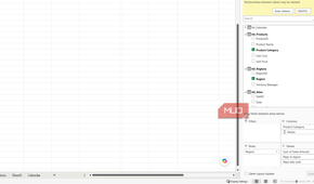 Six items in PivotTable Fields in Excel.