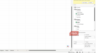 Six items in PivotTable Fields in Excel.