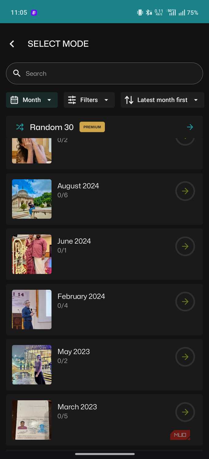Sponge showing the monthly album view