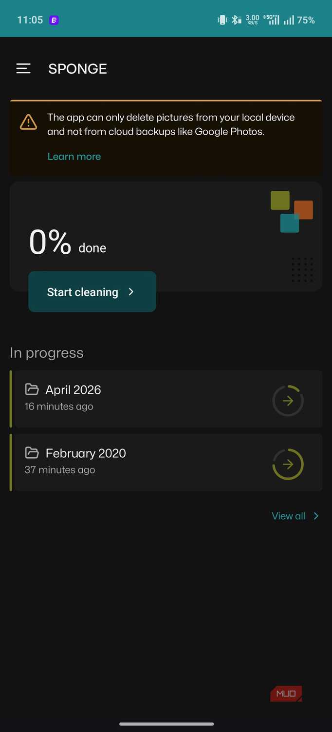 The start screen interface of Sponge