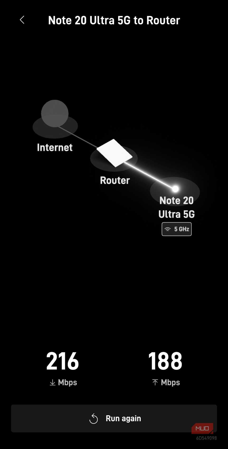 Starlink Android app speed test from phone to router via Wi-Fi