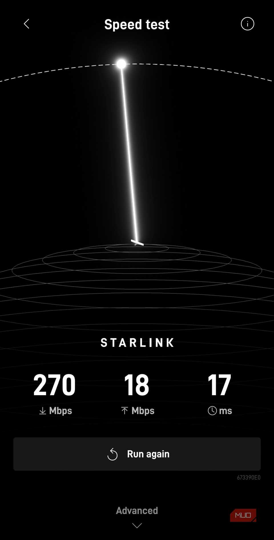 Starlink Android app speed test from router to internet