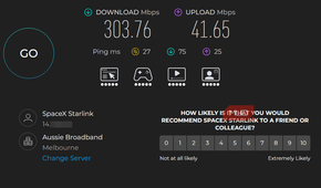 SpaceX Starlink speed test results from PC on Wi-Fi