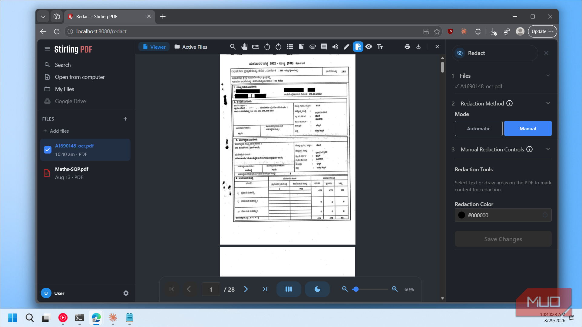 Stirling-Pdf-Redaction-Tool-Interface-Manual-Mode-Document-Editing