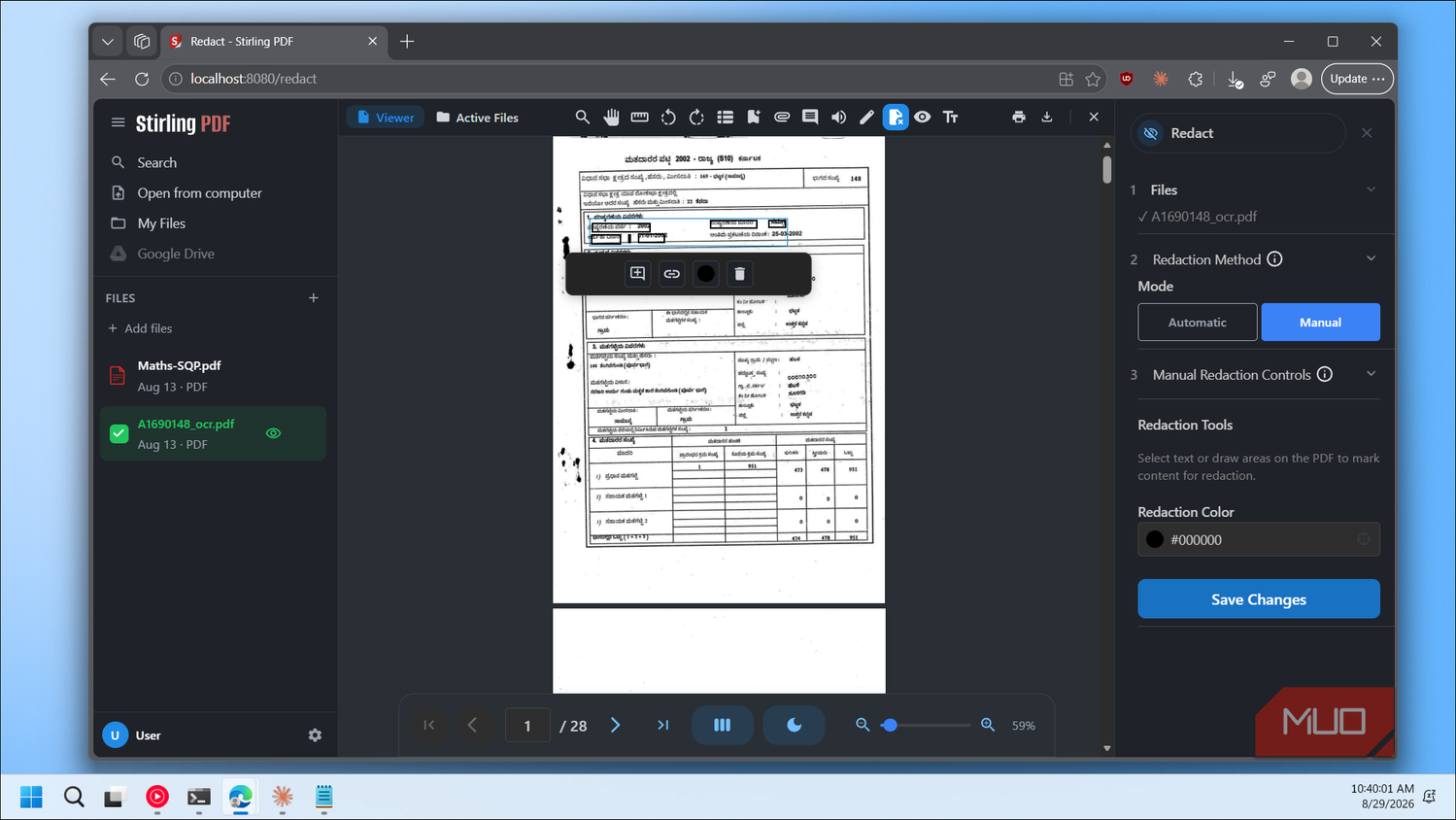 Stirling-Pdf-Redaction-Tool-Interface-Manual-Mode-With-Document-Preview