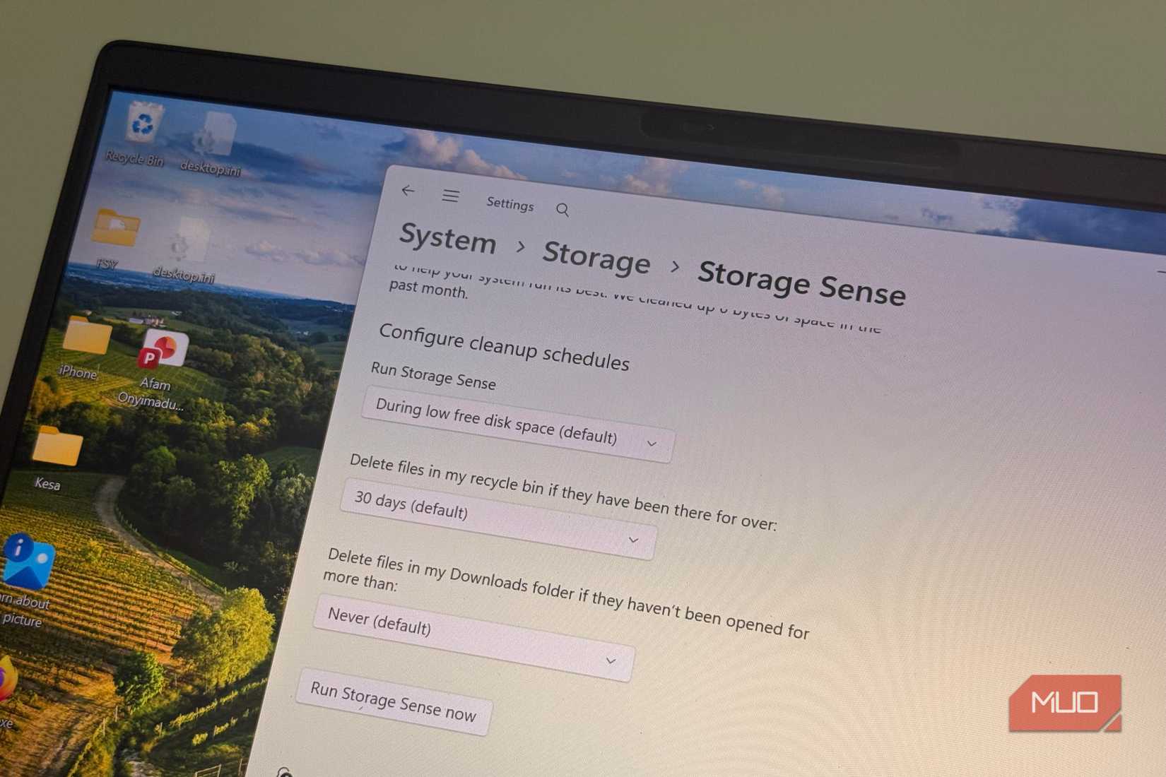 Storage sense on Windows