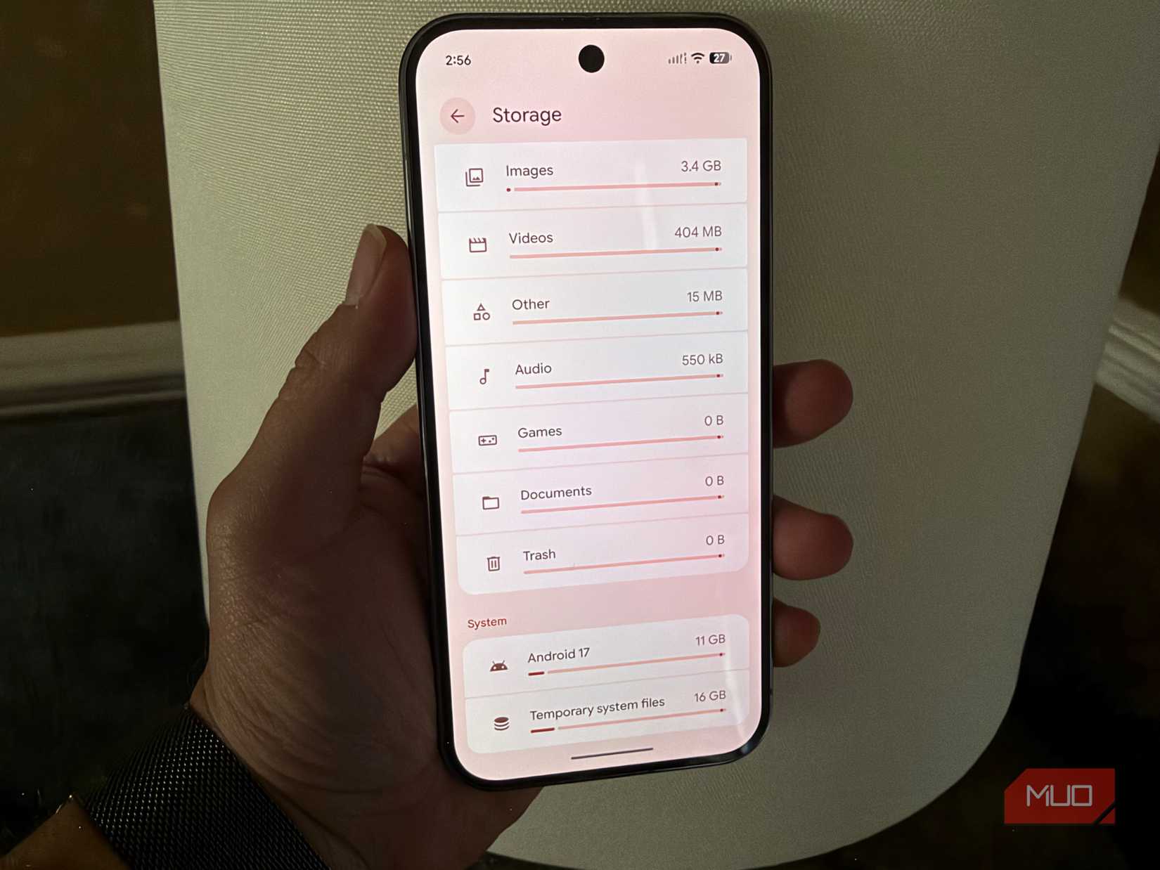 storage settings in pixel